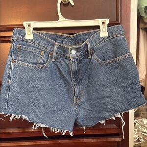Levi's Blue Jean Shorts with Frayed Hem